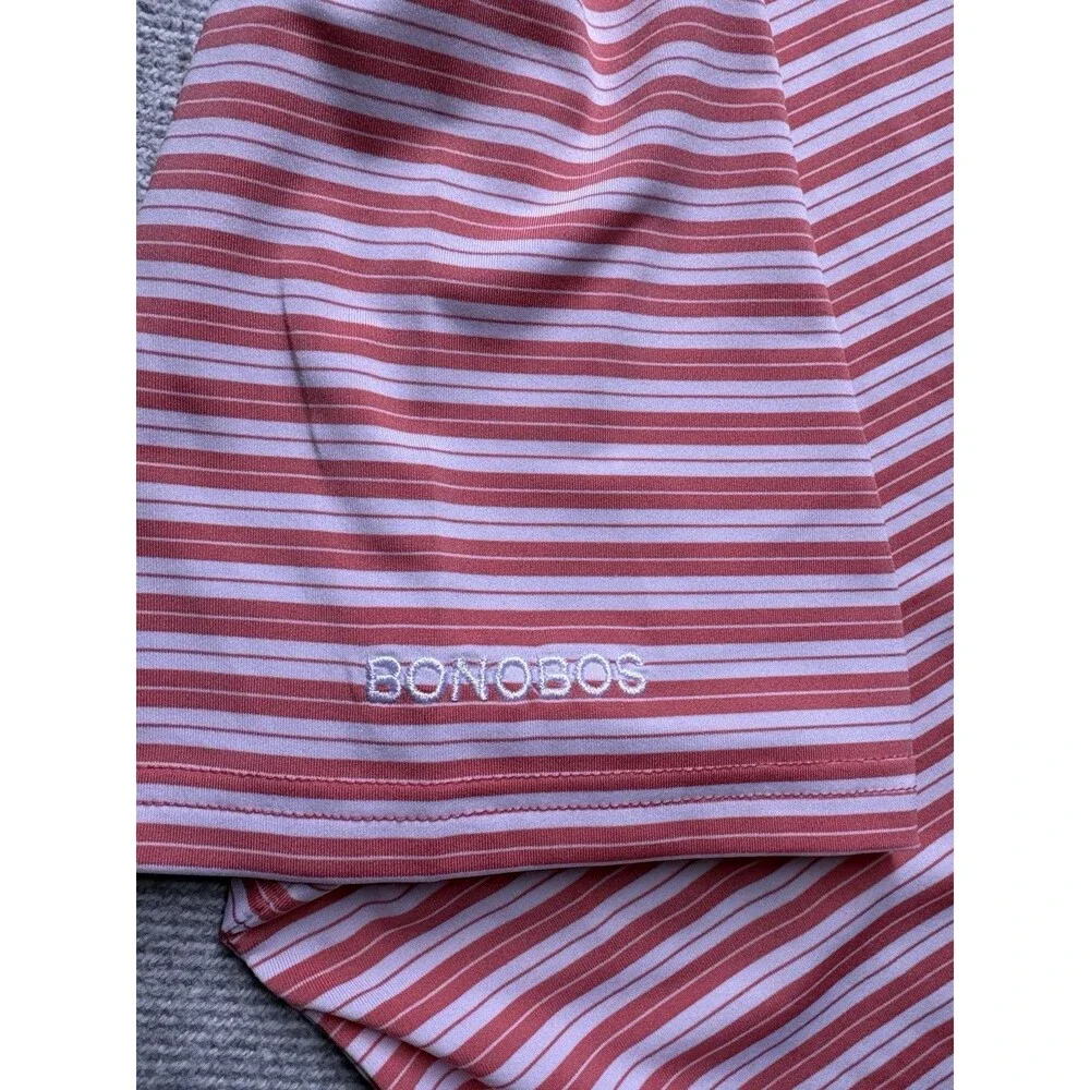 Bonobos Golf Men's XL Standard Fit Polo Shirt - Coral/White Striped Performance